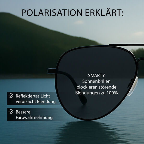 SOLE UND LUCE Swiss Eyewear Sonnenbrille, Ultra Polarisierte Gl&auml;ser, UV400 Schutz, Matt Schwarz image number 4