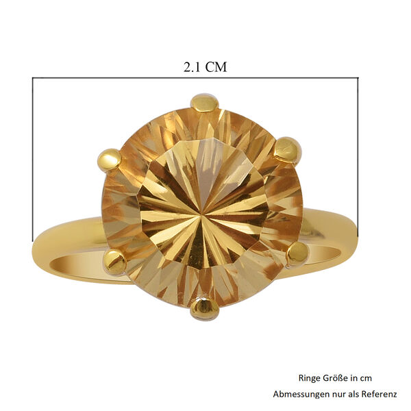 Citrin Solitär Ring 925 Silber Vergoldet image number 5