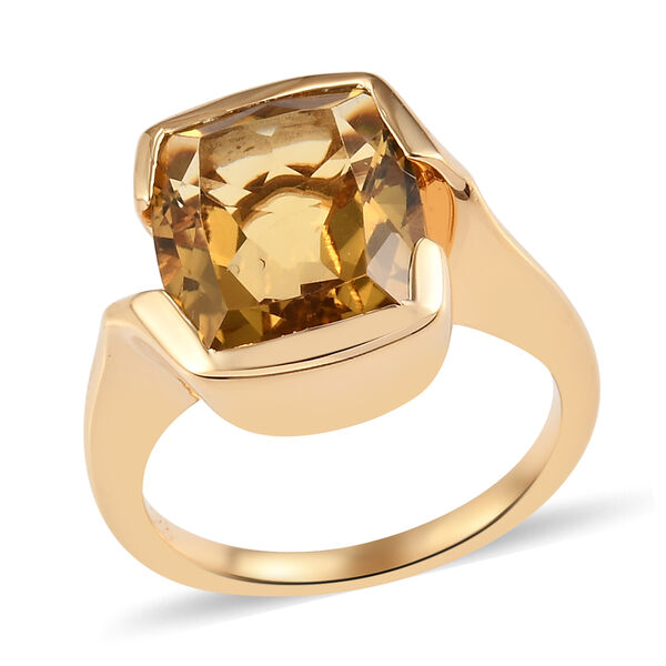 Citrin Solitär Ring 925 Silber 585 Vergoldet image number 4