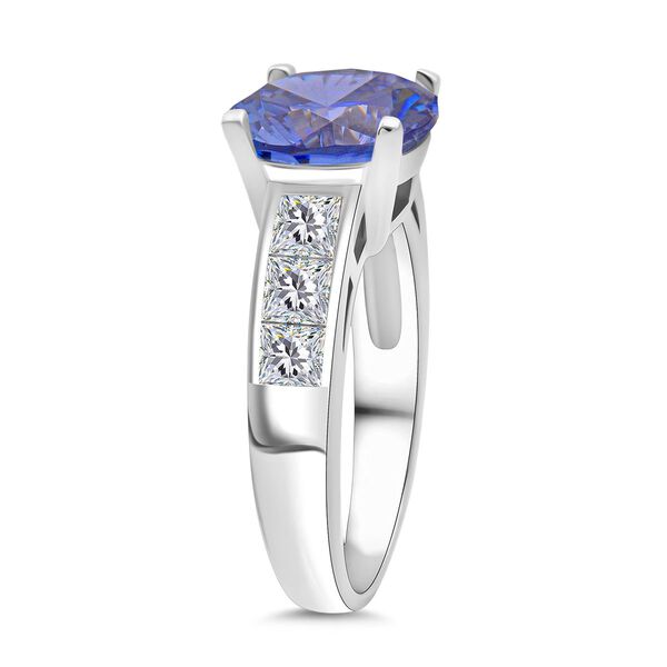 Lustro Stella Blauer Saphir-Farbener Zirkonia, Wei&szlig;er Zirkonia Ring 925 Silber rhodiniert (Gr&ouml;&szlig;e 17.00) image number 4