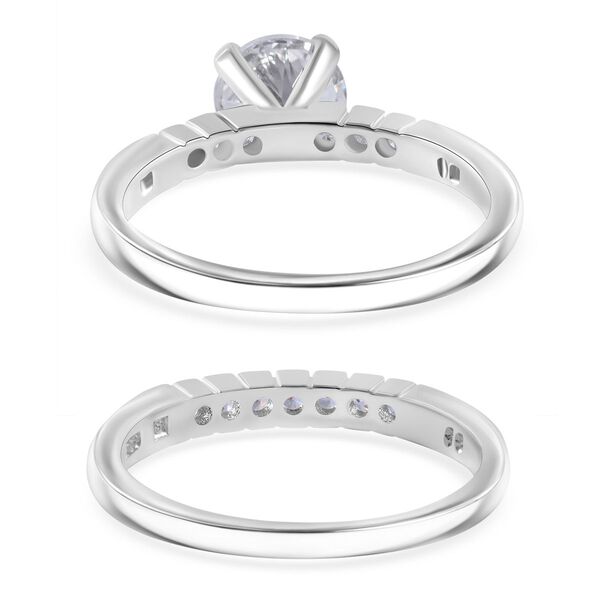 LUSTRO STELLA - Weißer Zirkonia Ring 925 Silber rhodiniert (Größe 17.00) image number 3