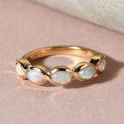 Natürlicher Äthiopischer Opal 5 Stein Ring 925 Silber vergoldet  ca. 0,80 ct image number 1