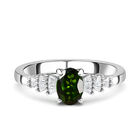 Natürlicher Chromdiopsid und Diamant Ring 925 Silber platiniert (Größe 21.00) ca. 1,08 ct