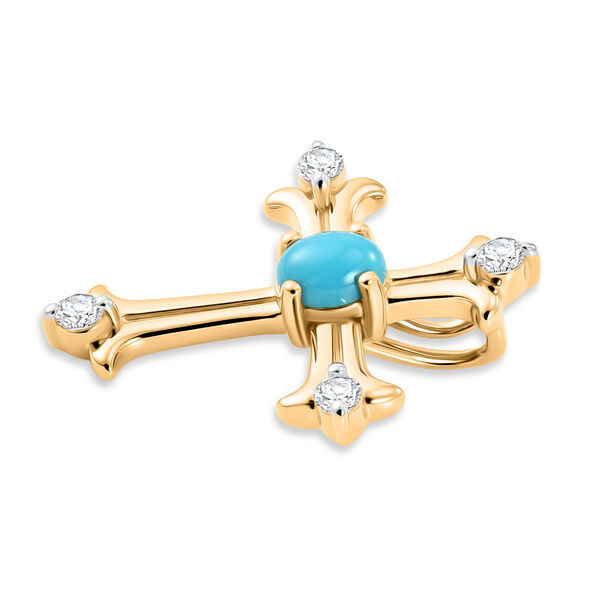 D'Joy AA Sleeping Beauty T&uuml;rkis, Wei&szlig;er Zirkon Anh&auml;nger 925 Silber 750 Vergoldet ca. 0,32 ct. image number 3