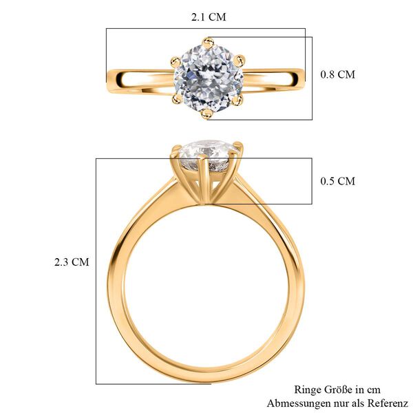 100 Facetten Moissanit Ring, 925 Silber Gelbgold Vermeil - 1,01 ct. image number 7