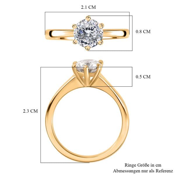100 Facetten Moissanit Ring, 925 Silber Gelbgold Vermeil - 1,01 ct. image number 7