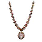Natürliches mehrfarbiges Turmalin und Moissanit Collier, ca. 45 cm, 925 Silber platiniert, ca. 28.75 ct