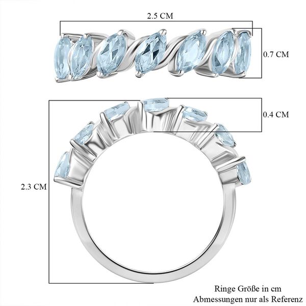 Himmelblauer Topas Ring 925 Silber rhodiniert (Größe 19.00) ca. 2,18 ct image number 7