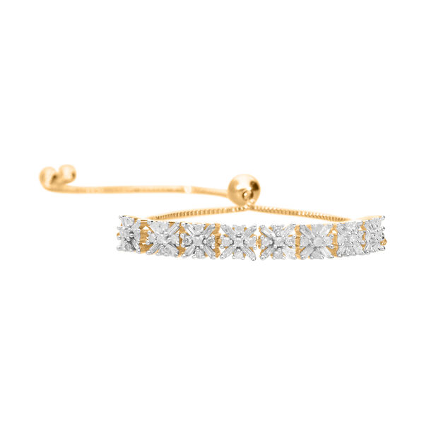 Weißer Diamant Armband, ca. 19 cm, 925 Silber Gelbgold Vermeil, ca. 0.50 ct image number 0