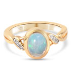 Natürlicher, äthiopischer Opal und Zirkon Ring in Silber image number 0