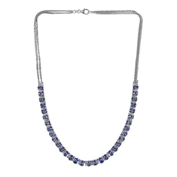 Tansanit und Zirkon Halskette, 45 cm - 13,18 Ct. image number 5