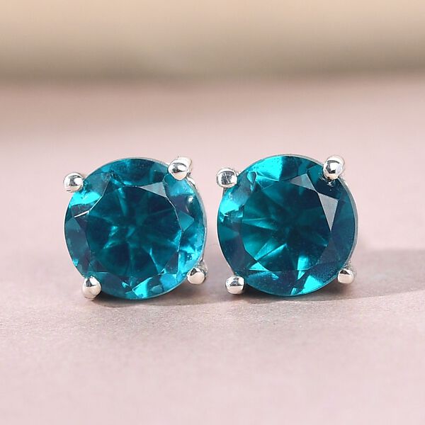 Capri-Blau Triplett Quarz-Ohrringe, 925 Silber platiniert ca. 2,77 ct image number 2