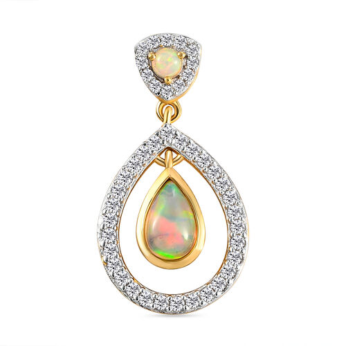Natürlicher, äthiopischer Opal-Anhänger, 925 Silber vergoldet ca. 1,25 ct image number 0