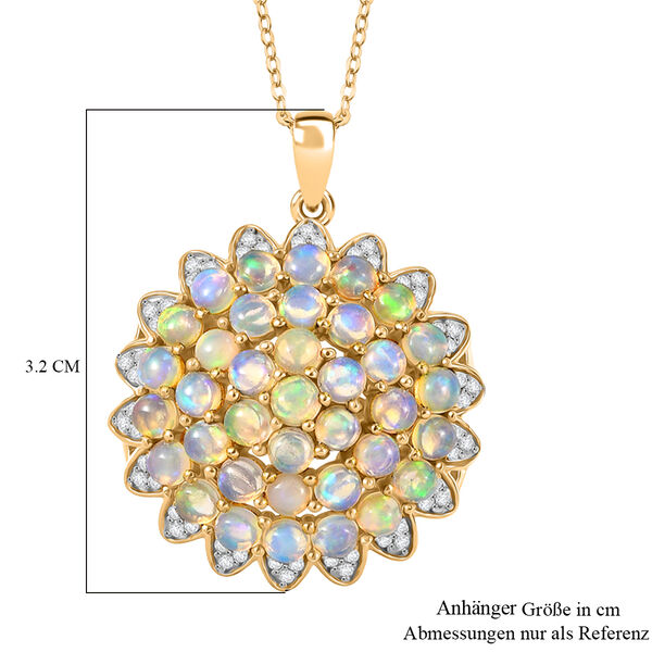 D'Joy AA Nat&uuml;rlicher, &auml;thiopischer Welo Opal, Wei&szlig;er Zirkon Schmuckset ca. 50 cm 925 Silber 750 Gelbgold Vermeil ca. 4,97 ct. image number 6