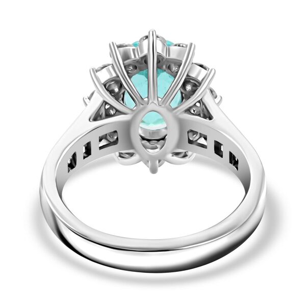CHAIRMAN VAULT COLLECTION - AAAA Paraiba Turmalin, Weißer Diamant Ring, zertifiziert und geprüft, 950 Platin (Größe 17.00) ca. 3.85 ct image number 4