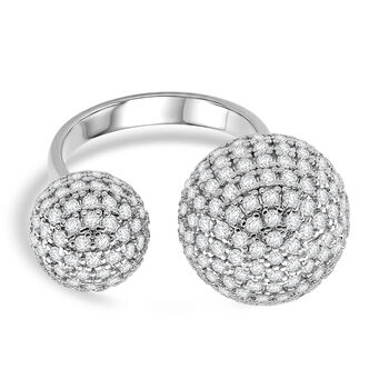 Wei&szlig;er Zirkonia Ring Nickelfreies Messing, flexibel, Silberfarben, (Gr&ouml;&szlig;e 18.00-20.00)