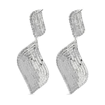 Blatt-Design Wei&szlig;e Kristall Chandelier Ohrringe, Nickelfreies Messing, silberfarben