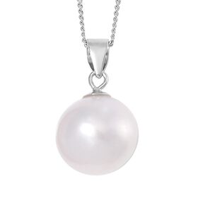 11-13mm Weißer Edison Perle Anhänger mit 45cm Kette