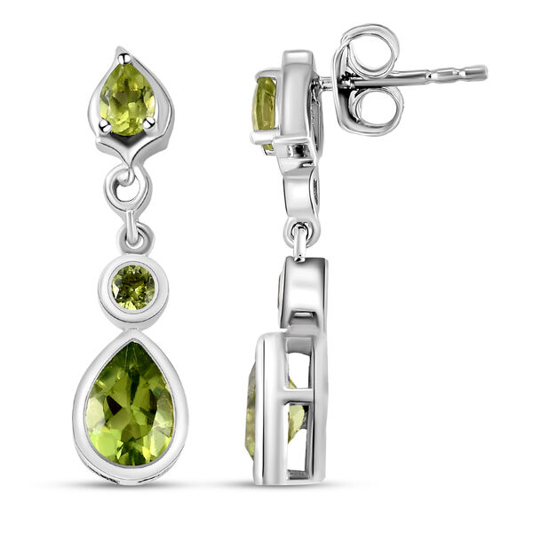 Natürliche Peridot-Ohrringe, 925 Silber platiniert ca. 1,94 ct image number 4