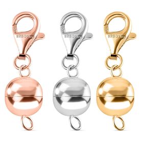 3er Set Magnetverschluss, 925 Silber, 925 Silber vergoldet, 925 Silber rosèvergoldet