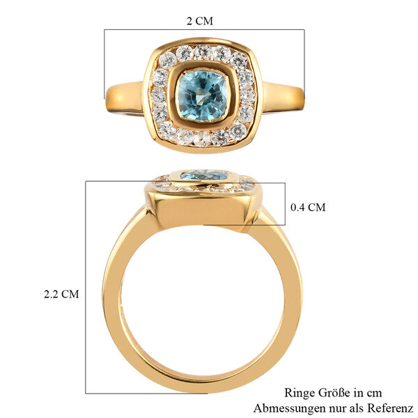 Kambodschanischer blauer Zirkon und Weißer Zirkon Ring 925 Silber vergoldet image number 7