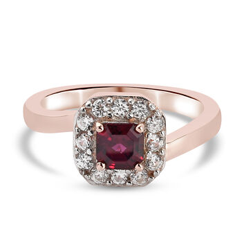 Anthill Granat und Zirkon Ring 925 Silber ros&eacute;vergoldet (Gr&ouml;&szlig;e 16.00) ca. 0,96 ct