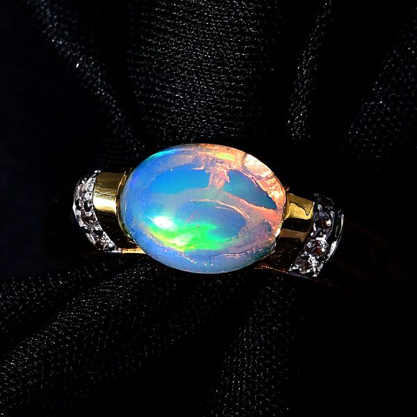 AA natürlicher, äthiopischer Welo Opal und Zirkon-Ring - 1,33 ct. image number 3