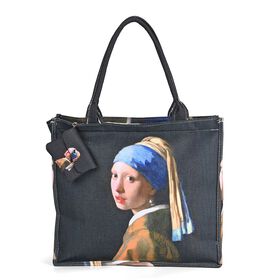 Bedrucktes Tote-Bag- und Geldb&ouml;rsen-Set - 2-teiliges Set mit Van Gogh-Motiv, robustem Polyester, 40 x 35 x 2,5 cm, schwarz