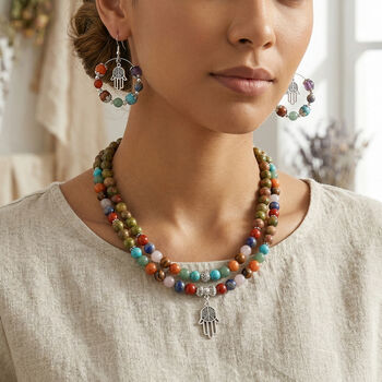 Mehrfarbig Edelsteine Schmuckset Reiner Edelstahl Schwarz oxidiert Schwarz oxidiert ca. 630,00 ct.