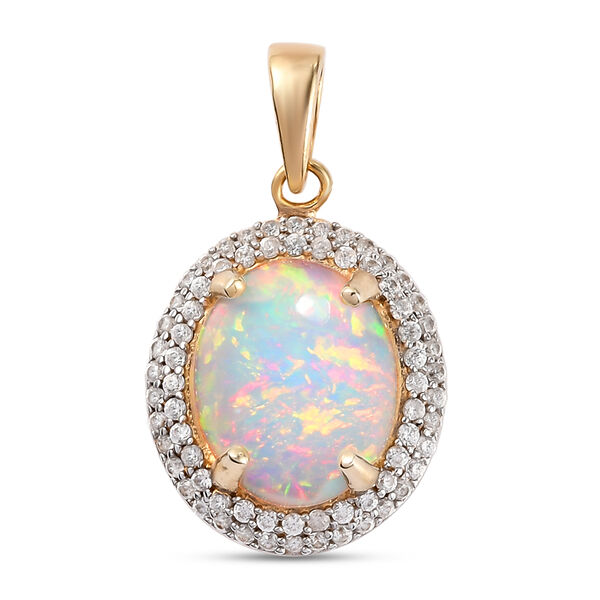 Nat&uuml;rlicher, &auml;thiopischer Opal und Zirkon Halo-Anh&auml;nger in Silber