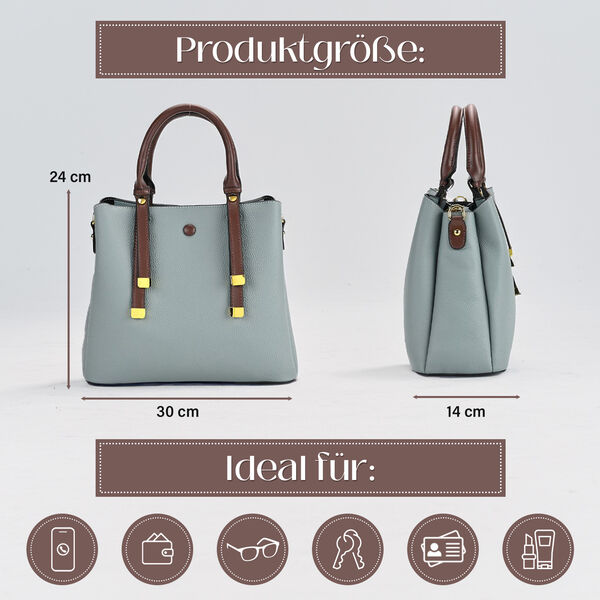 Vielseitige Umhängetasche aus echtem Leder mit abnehmbarem Schulterriemen, 30x14x24 cm, Blau image number 6