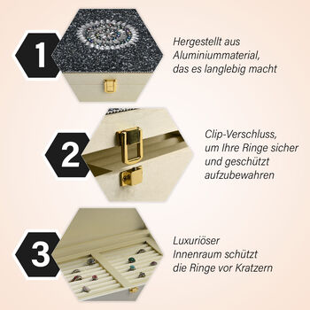 Schmuckbox bestickt mit Perlen und Pailletten, Schwarz