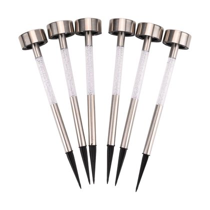 6er-Set Solar-Gartenleuchten, Edelstahl und Acryl, 5,5 x 33 cm