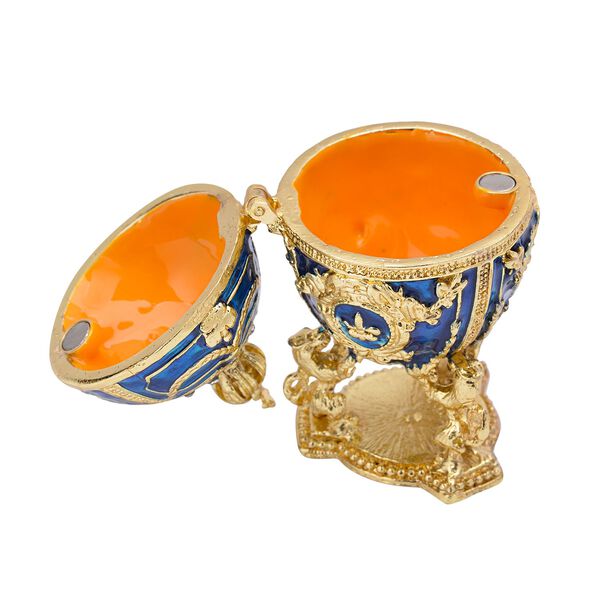 Tablettendöschen mit weißen Kristallen, emailliert, blau, 4x7,5 cm, klein, Ei image number 3