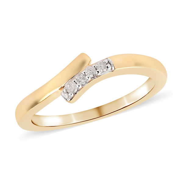 Weißer Diamant P Ring 925 Silber Vermeil YG ca. 0,05 ct. image number 4