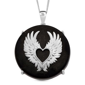 D'Joy Shungit Anh&auml;nger mit Kette, ca. 45 cm 925 Silber rhodiniert ca. 35,98 ct