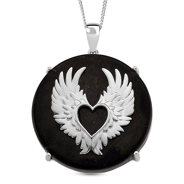 D'Joy Shungit Anh&auml;nger mit Kette, ca. 45 cm 925 Silber rhodiniert ca. 35,98 ct