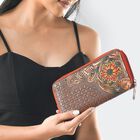 Geprägte Lederbörse mit RFID Schutz, florales Muster, 20x3x11cm, rot image number 1