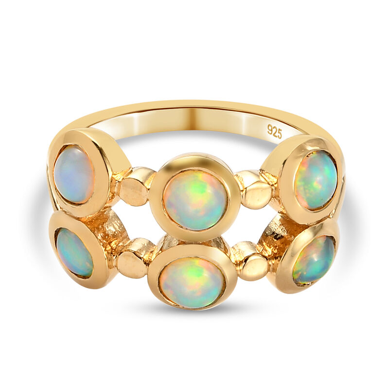 Natürlicher, äthiopischer Opal-Ring, 925 Silber vergoldet  ca. 1,05 ct image number 0