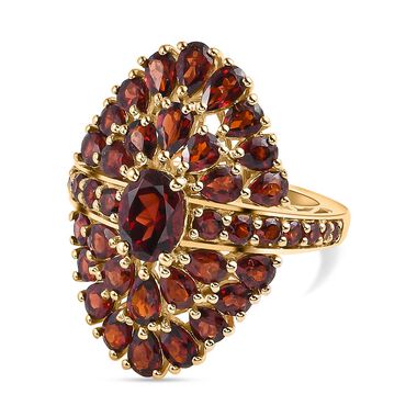 Roter Granat Ring, 925 Silber Gelbgold Vermeil, (Größe 19.00) ca. 8.03 ct