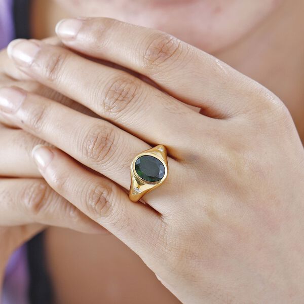 Nat&uuml;rlicher Chromdiopsid und Moissanit Ring - 3,63 ct. image number 3