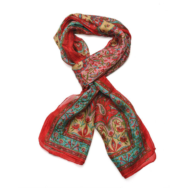 Luxuriöser Seidenschal mit Paisleymuster, 100% feinste Seide, Rot image number 8