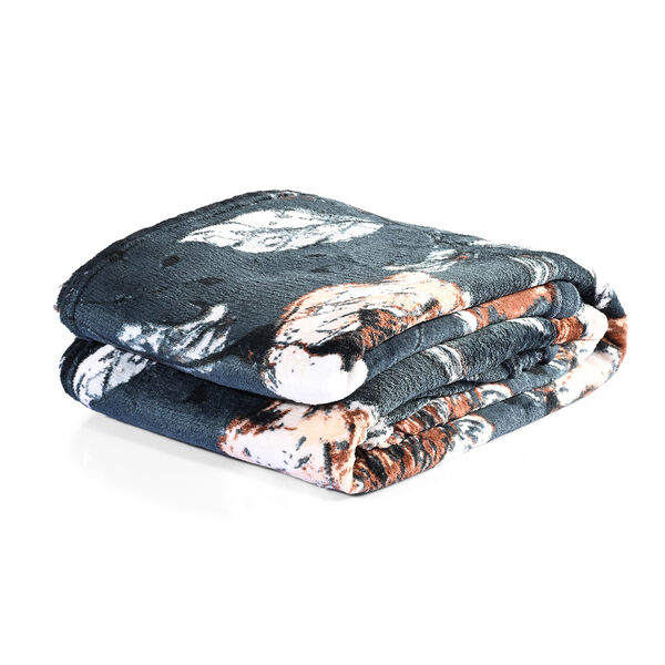 " Livmore  Printed flannel blanket 155 gms Size-150x220 cms Color- Grey and White" image number 6