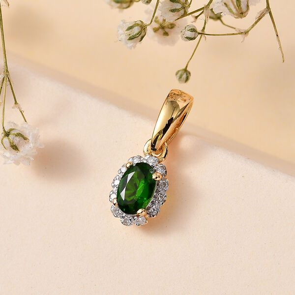 Nat&uuml;rlicher Chromdiopsid und Diamant Anh&auml;nger - 0,52 ct. image number 2