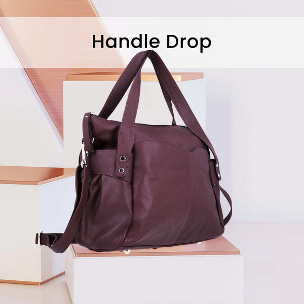 100% Echtleder Weekender Reisetasche mit RFID-Schutz, Burgunderrot image number 3