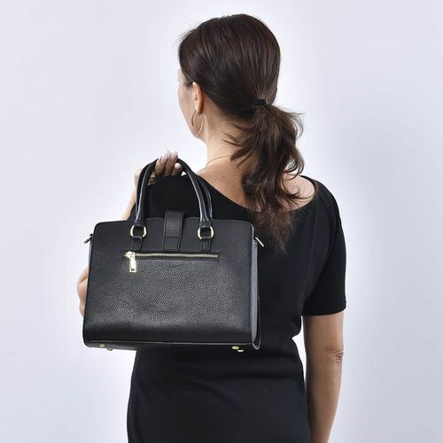 Echtleder Tasche mit Schlangenhaut-Muster, 32x12x23 cm, Schwarz und braun image number 1
