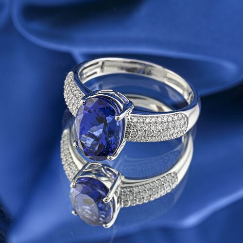 RHAPSODY zertifiziert und geprüft AAAA Tansanit und VS-EF Diamant Ring in 950 Platin - 4,85 ct. image number 1