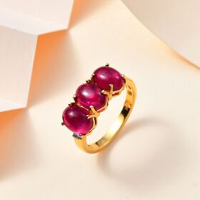 AA Afrikanischer Rubin (Fissure gefüllt), Weißer Diamant Ring, 925 Silber 750 Gelbgold Vermeil (Größe 18.00) ca. 6.07 ct