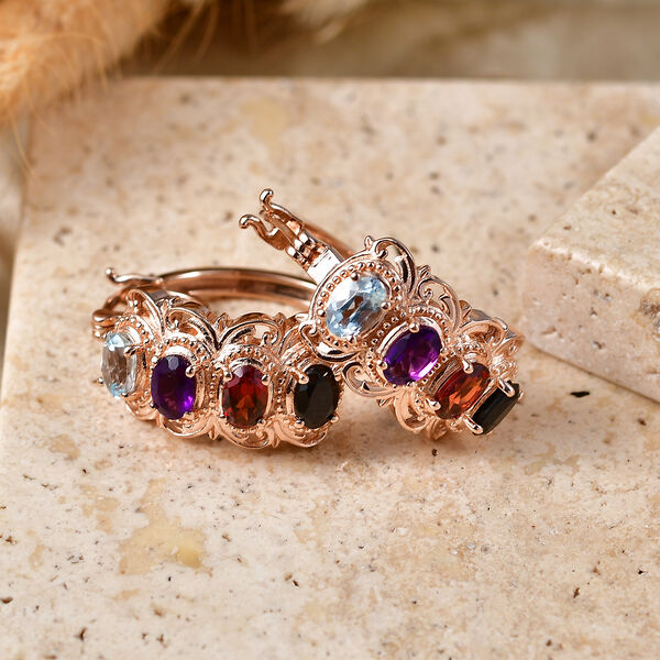 EVER TRUE Schwarzer Spinell, Mosambik Granat Ohrringe Reines Kupfer ca. 4.30 ct image number 1
