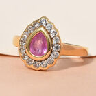Premium Ilakaka rosa Saphir und Zirkon Ring, 925 Silber vergoldet image number 1
